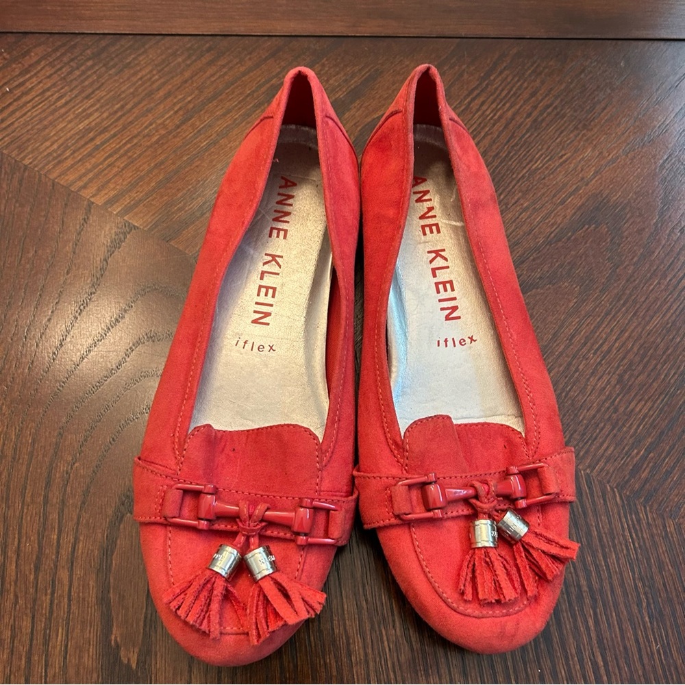 Anne Klein Women’s Shoes Kristian Size 7 Orange Horsebit tassel Loafer Flat